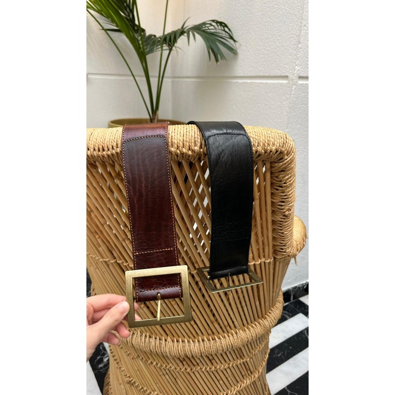 Cinturón ancho hebilla cuadrada